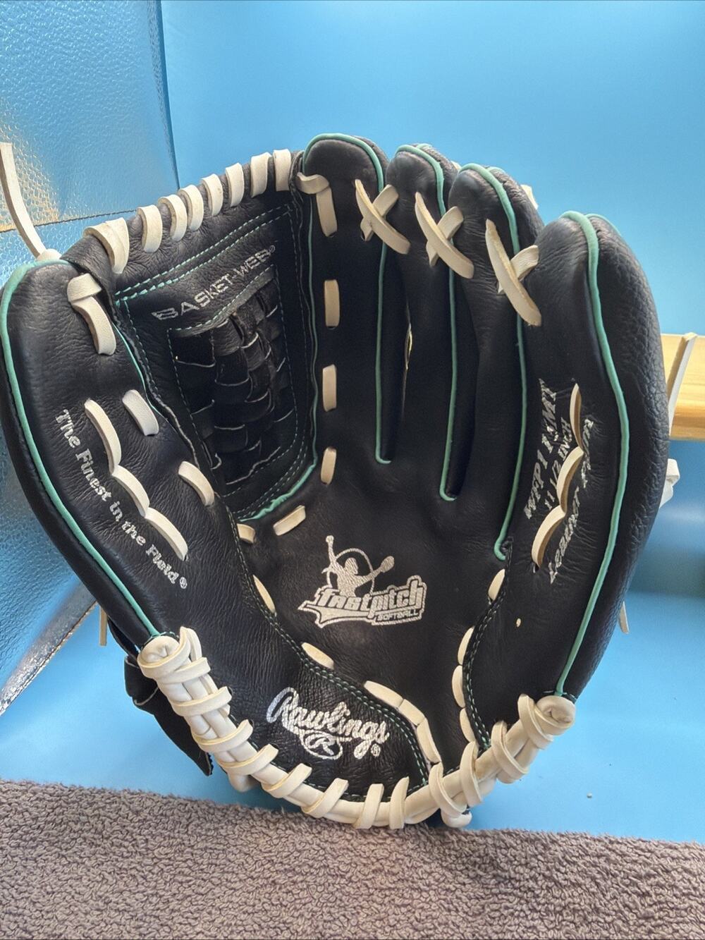 Rawlings Fastpitch Softball Baseball Glove 11.5” Right Hand Throw Black Teal New